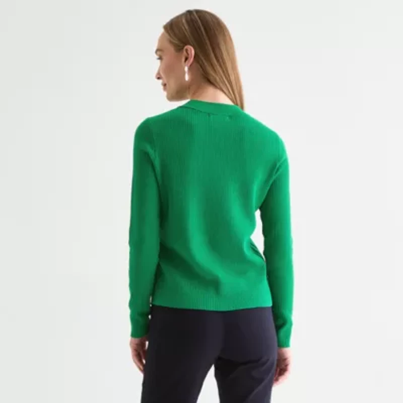 Liz Claiborne Womens Crew Neck Long Sleeve Pullover Sweater