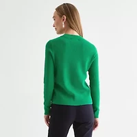 Liz Claiborne Womens Crew Neck Long Sleeve Pullover Sweater