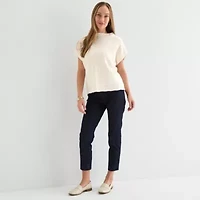 Liz Claiborne Womens Crew Neck Short Sleeve Pullover Sweater