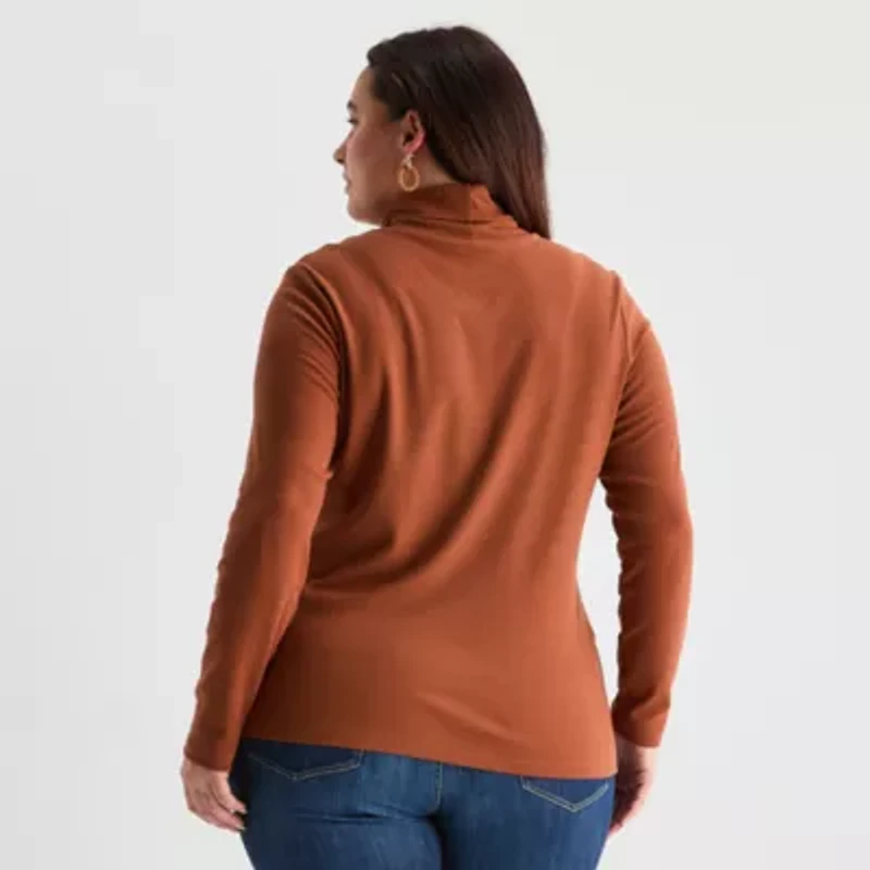 St. John's Bay Womens Plus Long Sleeve Turtleneck