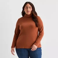 St. John's Bay Womens Plus Long Sleeve Turtleneck
