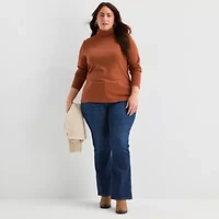 St. John's Bay Womens Plus Long Sleeve Turtleneck