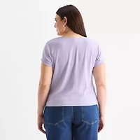 a.n.a Womens Sweetheart Neck Short Sleeve Plus T-Shirt