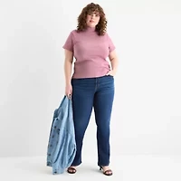 a.n.a Womens Mock Neck Short Sleeve Plus T-Shirt