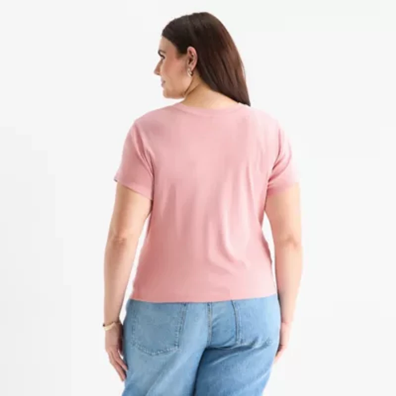a.n.a Womens Plus Crew Neck Short Sleeve T-Shirt