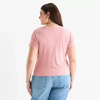 a.n.a Womens Plus Crew Neck Short Sleeve T-Shirt