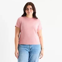 a.n.a Womens Plus Crew Neck Short Sleeve T-Shirt