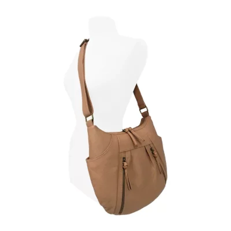 Bueno of California Double Zipper Hobo Crossbody Bag