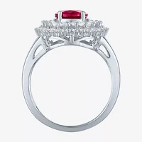 Womens Lab Created Ruby Sterling Silver Cocktail Ring