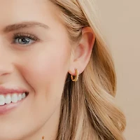 (G-Si2) Womens 1/4 CT. T.W. Lab Grown White Diamond 10K Gold 18.8mm Hoop Earrings