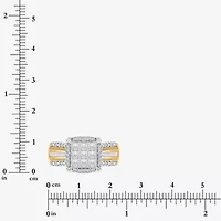 Womens 1 CT. T.W. Lab Grown White Diamond Side Stone Halo Engagement Ring