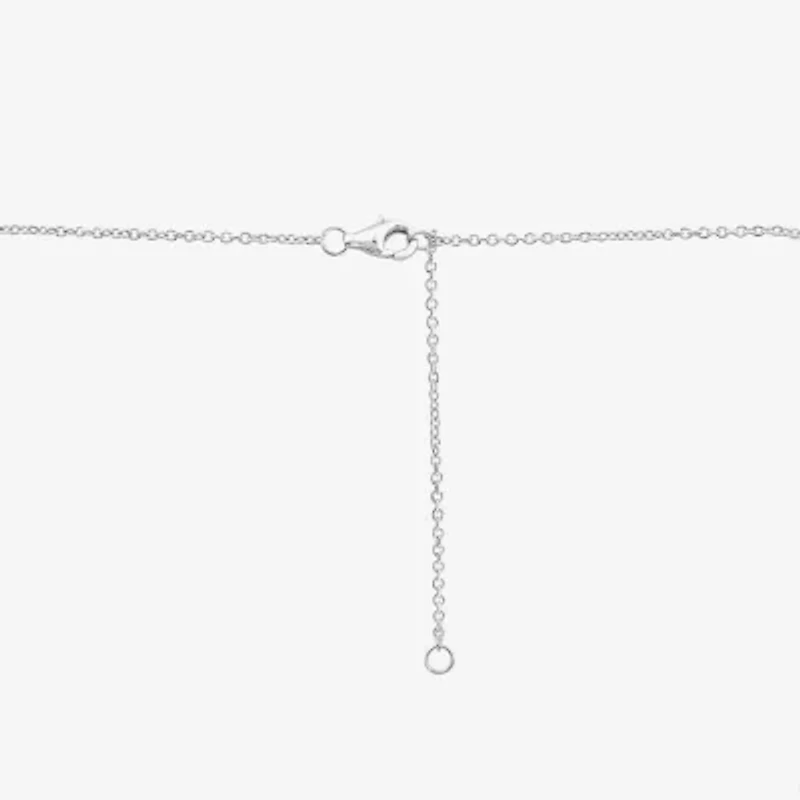 (I1/H) White Diamond Sterling Silver 18 Inch Tennis Necklace