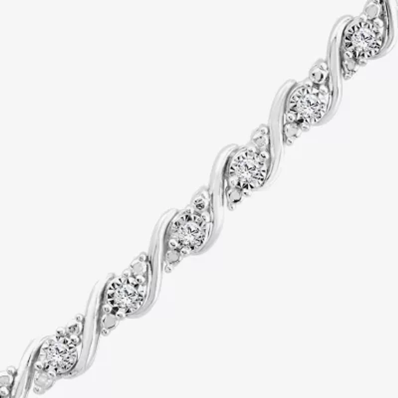 (I1/H) White Diamond Sterling Silver 18 Inch Tennis Necklace
