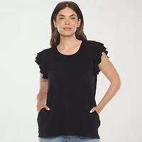 White Mark Womens Round Neck Short Sleeve Tunic Top