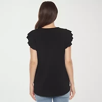 White Mark Womens Round Neck Short Sleeve Tunic Top