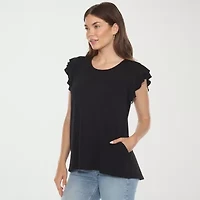 White Mark Womens Round Neck Short Sleeve Tunic Top