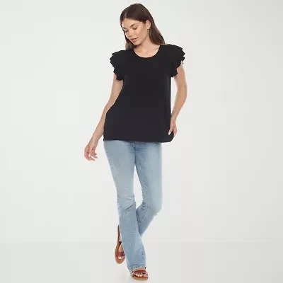 White Mark Womens Round Neck Short Sleeve Tunic Top