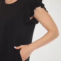 White Mark Womens Round Neck Short Sleeve Tunic Top