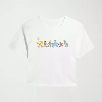 Womens Juniors Crew Neck Short Sleeve Regular Fit Sesame Street Graphic T-Shirt