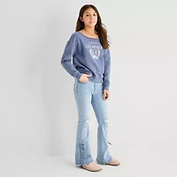 Eyeshadow Big Kid Girls Boat Neck Fleece Long Sleeve Sweatshirt
