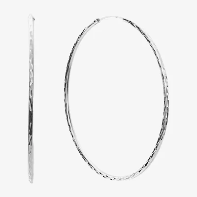 Womens Sterling Silver 60mm Hoop Earrings