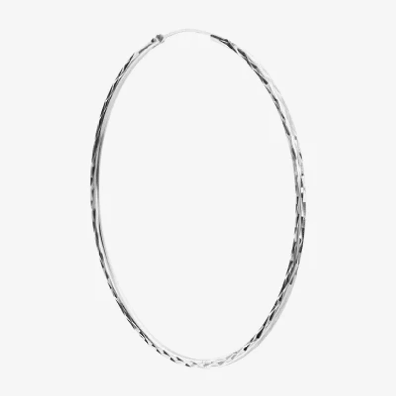 Womens Sterling Silver 60mm Hoop Earrings