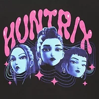 Womens Juniors Crew Neck Short Sleeve Fitted KPop Demon Hunters Graphic T-Shirt