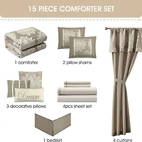 Stratford Park Thess Damask 15-pc. Easy Care Comforter Set