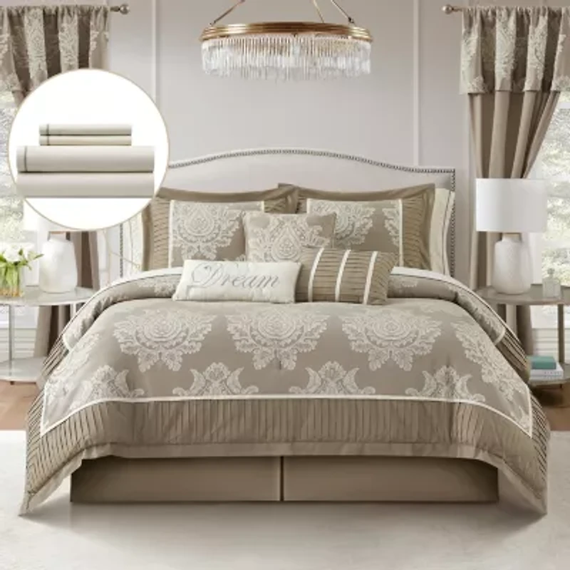 Stratford Park Thess Damask 15-pc. Easy Care Comforter Set