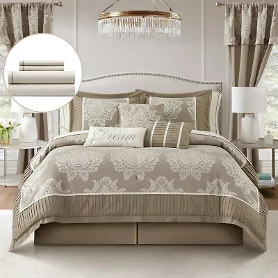 Stratford Park Thess Damask 15-pc. Easy Care Comforter Set