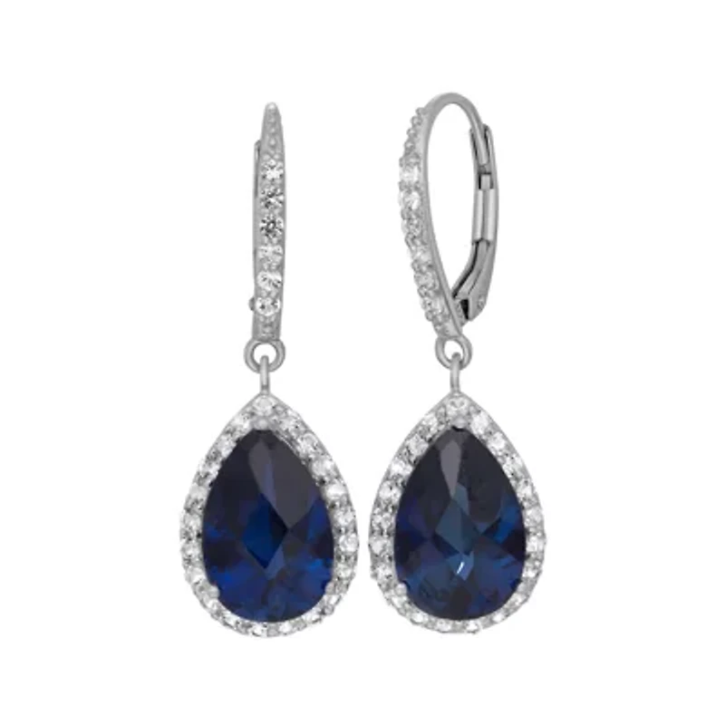 Lab-Created Blue Sapphire & White Sapphire Sterling Silver Earrings