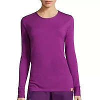 Wink® Layers 2079 Striped Womens Round Neck Long Sleeve Tag Free Stretch Fabric Scrub Top
