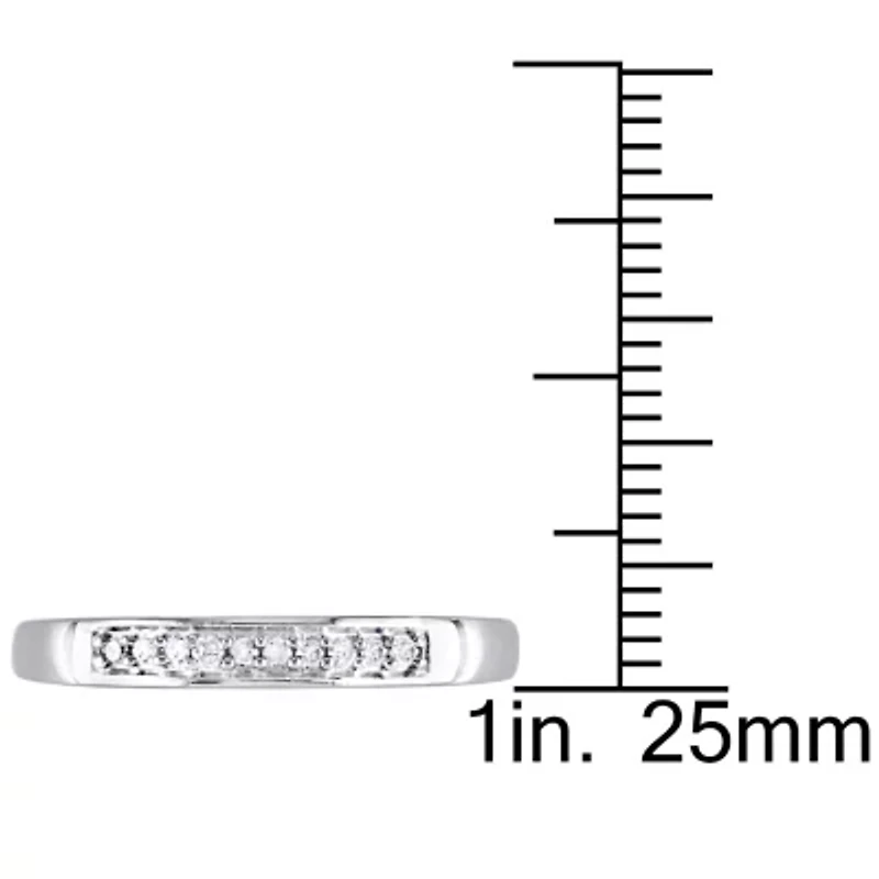 Womens 2MM 1/10 CT. T.W. Natural White Diamond Sterling Silver Wedding Band