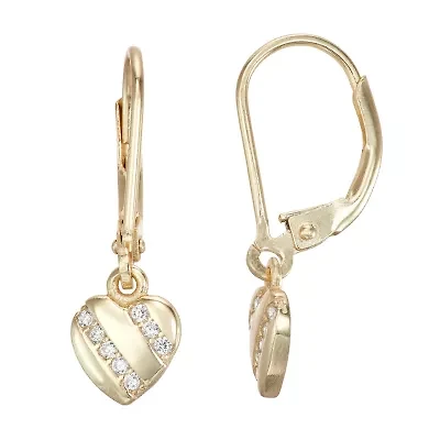 Girls Lab Created Cubic Zirconia Sterling Silver Heart Drop Earrings