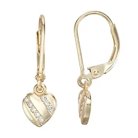Girls Lab Created Cubic Zirconia Sterling Silver Heart Drop Earrings