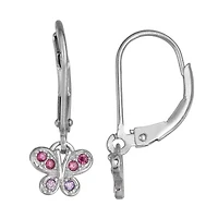 Girls Lab Created Cubic Zirconia Sterling Silver Butterfly Drop Earrings