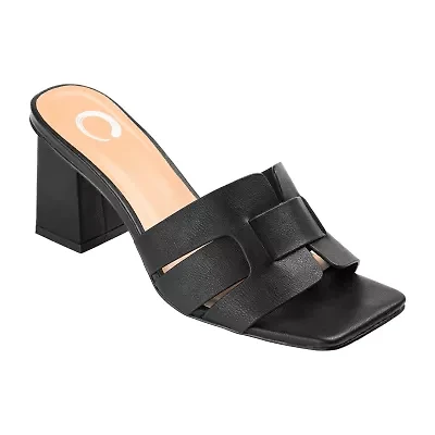Journee Collection Renatta Womens Round Open Toe Block Heel Pumps