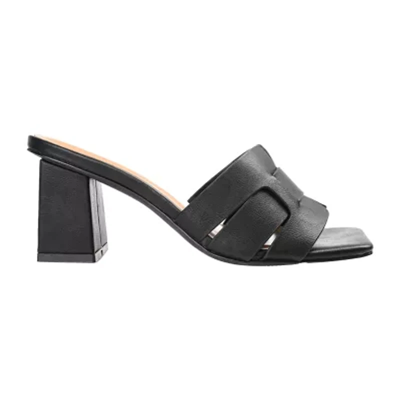 Journee Collection Renatta Womens Round Open Toe Block Heel Pumps