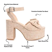 Journee Collection Zenni Womens Round Open Toe Block Heel Pumps