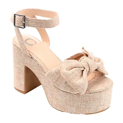 Journee Collection Zenni Womens Round Open Toe Block Heel Pumps