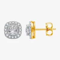 5/8 CT. T.W. Natural White Diamond 10K Gold 8.2mm Round Cushion Stud Earrings