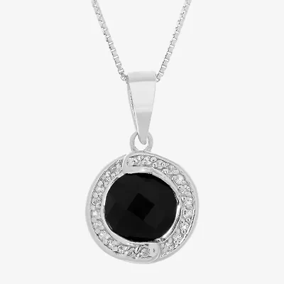 Womens Genuine Black Onyx Sterling Silver 18 Inch Pendant Necklace