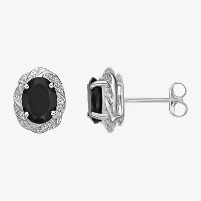 Genuine Black Onyx Sterling Silver 11mm Stud Earrings