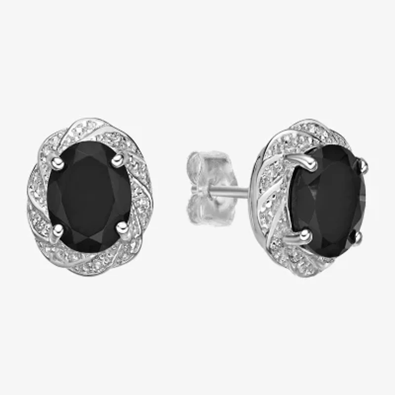 Genuine Black Onyx Sterling Silver 11mm Stud Earrings