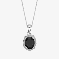 Womens Genuine Black Onyx Sterling Silver 18 Inch Pendant Necklace