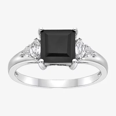 Womens Genuine Black Onyx Sterling Silver Cocktail Ring
