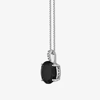 Womens Diamond Accent Genuine Black Onyx Sterling Silver 18 Inch Pendant Necklace
