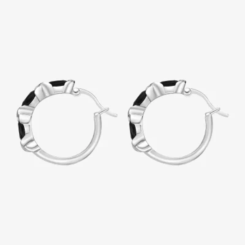 Womens Genuine Black Onyx Sterling Silver 22mm Hoop Earrings