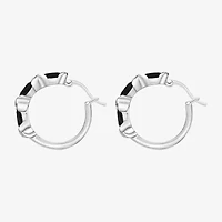 Womens Genuine Black Onyx Sterling Silver 22mm Hoop Earrings