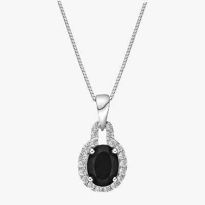 Womens Genuine Black Onyx Sterling Silver 18 Inch Pendant Necklace